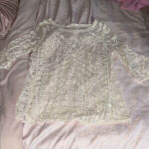 Banana Republic Cream Lace Floral Blouse